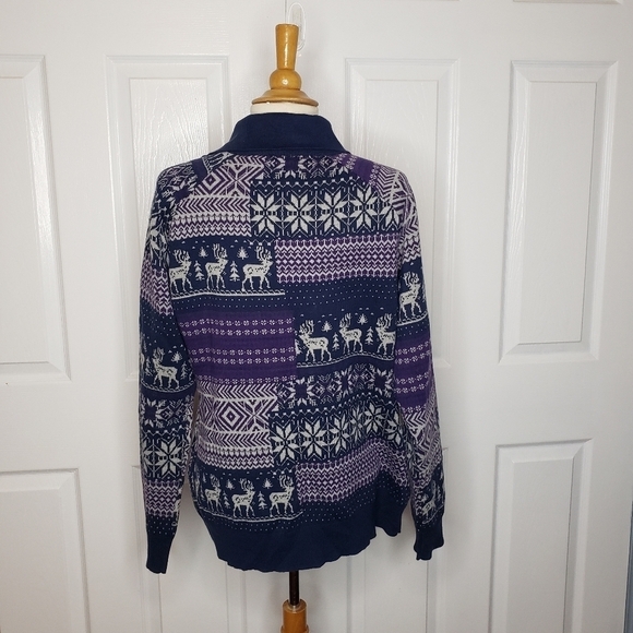 Woolrich Nordic Scandinavian Fair Isle Asymmetrical Button Neck Sweater M - Picture 8 of 11